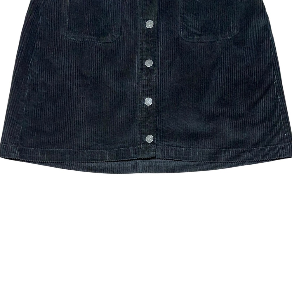 Madewell NEW Black Corduroy Button Front Mini Skirt Dark Academia Retro Size 14 - Picture 7 of 8